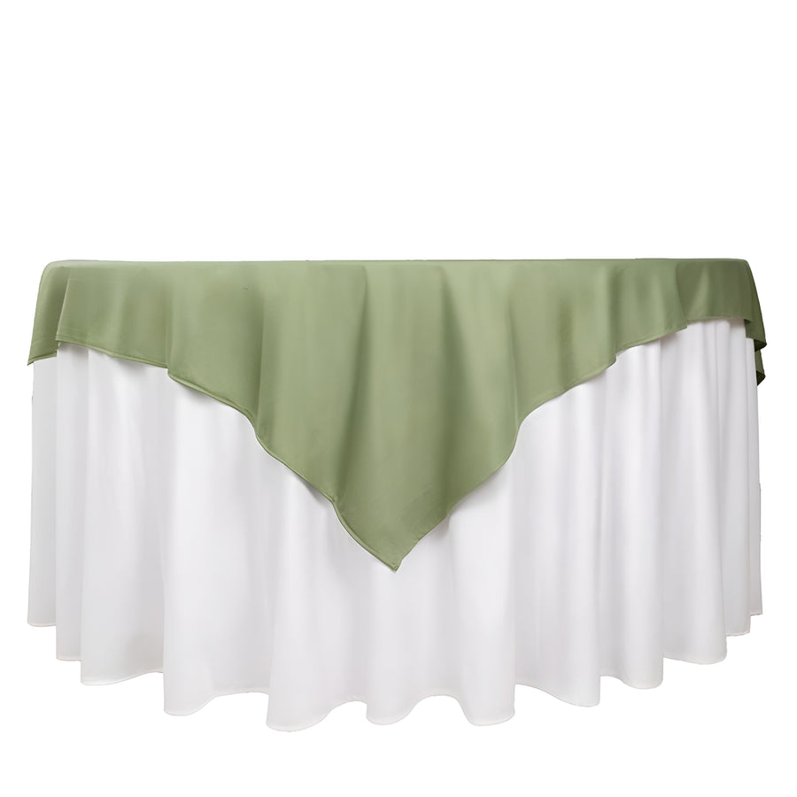 70" Dusty Sage Green Premium Scuba Wrinkle Free Square Table Overlay, Scuba Polyester Table Topper