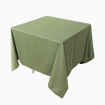 70" Dusty Sage Green Premium Scuba Wrinkle Free Square Tablecloth, Seamless Scuba Polyester Tablecloth