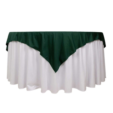 70" Hunter Emerald Green Premium Scuba Wrinkle Free Square Table Overlay, Seamless Scuba Polyester Table Topper