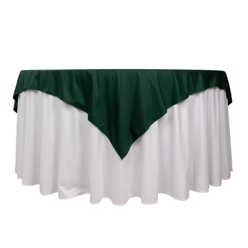 70" Hunter Emerald Green Premium Scuba Wrinkle Free Square Table Overlay, Seamless Scuba Polyester Table Topper