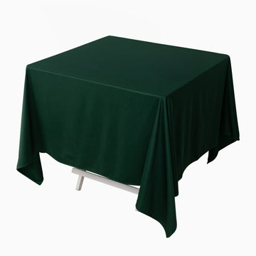 70" Hunter Emerald Green Premium Scuba Wrinkle Free Square Tablecloth, Seamless Scuba Polyester Tablecloth