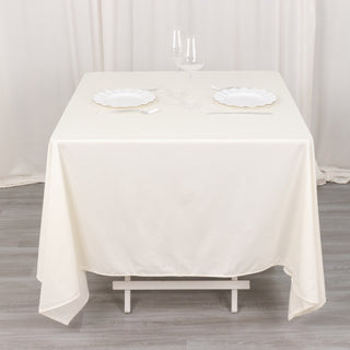 70" Ivory Premium Scuba Wrinkle Free Square Tablecloth