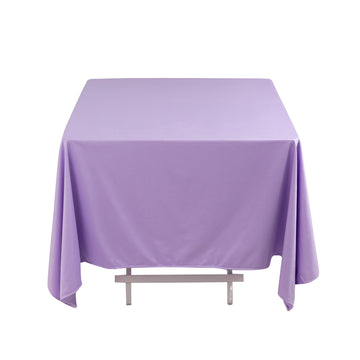 70" Lavender Premium Scuba Wrinkle Free Square Tablecloth, Lilac Seamless Scuba Polyester Tablecloth