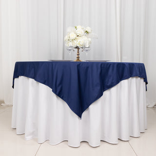 <strong>Navy Blue Premium Scuba Square Table Overlay: The Ultimate in Sophistication </strong>