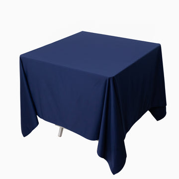 70" Navy Blue Premium Scuba Wrinkle Free Square Tablecloth, Seamless Scuba Polyester Tablecloth
