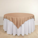 70" Nude Premium Scuba Wrinkle Free Square Table Overlay, Scuba Polyester Table Topper