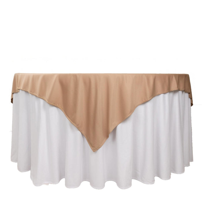 70" Nude Premium Scuba Wrinkle Free Square Table Overlay, Scuba Polyester Table Topper