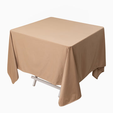 70" Nude Premium Scuba Wrinkle Free Square Tablecloth, Seamless Scuba Polyester Tablecloth