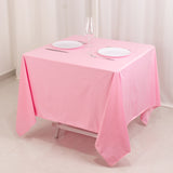 Pink Premium Scuba Square Tablecloth, Wrinkle Free Polyester Seamless Tablecloth 70inch