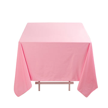 70" Pink Premium Scuba Wrinkle Free Square Tablecloth, Seamless Scuba Polyester Tablecloth