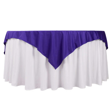 70" Purple Premium Scuba Wrinkle Free Square Table Overlay, Seamless Scuba Polyester Table Topper