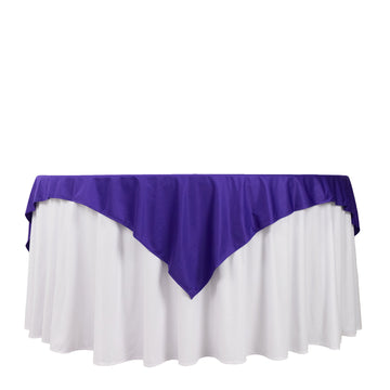 70" Purple Premium Scuba Wrinkle Free Square Table Overlay, Seamless Scuba Polyester Table Topper