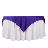 70" Purple Premium Scuba Wrinkle Free Square Table Overlay, Scuba Polyester Table Topper