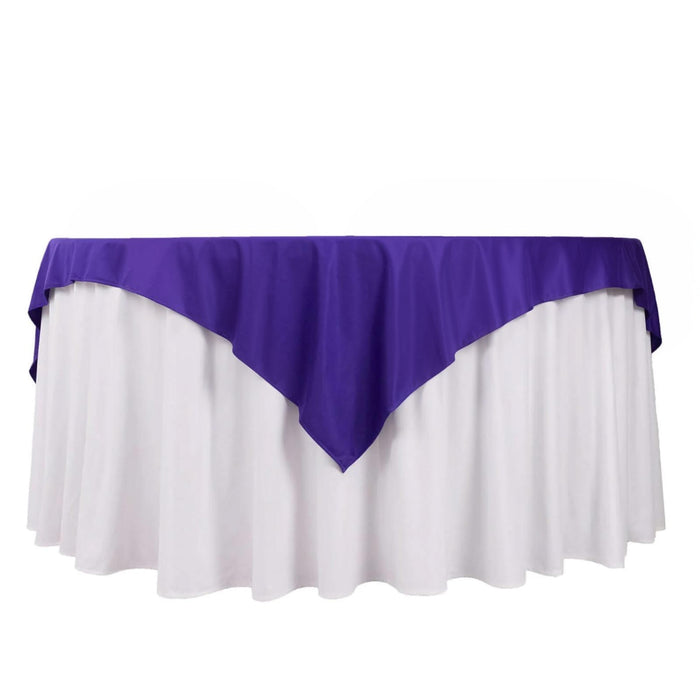 70" Purple Premium Scuba Wrinkle Free Square Table Overlay, Scuba Polyester Table Topper