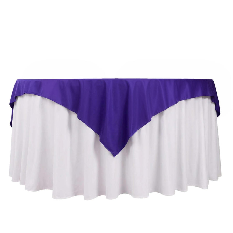 70" Purple Premium Scuba Wrinkle Free Square Table Overlay, Scuba Polyester Table Topper