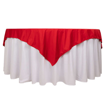 70" Red Premium Scuba Wrinkle Free Square Table Overlay, Seamless Scuba Polyester Table Topper