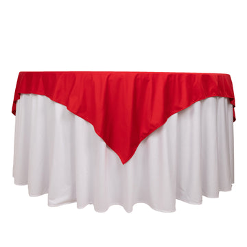 70" Red Premium Scuba Wrinkle Free Square Table Overlay, Seamless Scuba Polyester Table Topper