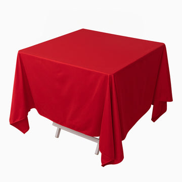 70" Red Premium Scuba Wrinkle Free Square Tablecloth, Seamless Scuba Polyester Tablecloth