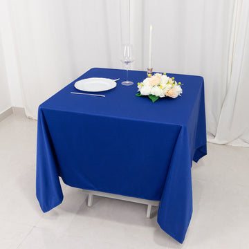 70" Royal Blue Premium Scuba Wrinkle Free Square Tablecloth, Seamless Scuba Polyester Tablecloth