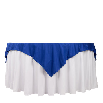 70" Royal Blue Premium Scuba Wrinkle Free Square Table Overlay, Seamless Scuba Polyester Table Topper
