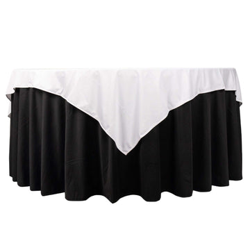 70" White Premium Scuba Wrinkle Free Square Table Overlay, Seamless Scuba Polyester Table Topper