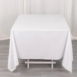 70" White Premium Scuba Wrinkle Free Square Tablecloth, Scuba Polyester Tablecloth