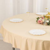 Beige Premium Scuba Round Tablecloth, Wrinkle Free Polyester Seamless Tablecloth - 70inch