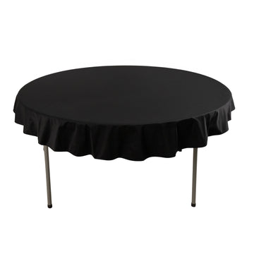 70" Black Premium Scuba Wrinkle Free Round Tablecloth, Seamless Scuba Polyester Tablecloth