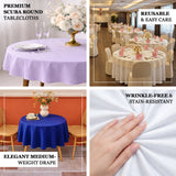 Premium scuba round tablecloths in various colors, reusable and stain-resistant.