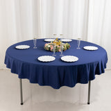 Navy Blue Premium Scuba Round Tablecloth, Wrinkle Free Polyester Seamless Tablecloth - 70inch