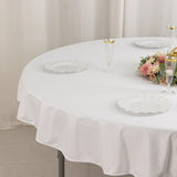 70inch White Premium Scuba Wrinkle Free Round Tablecloth, Seamless Scuba Polyester Tablecloth