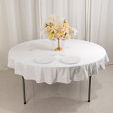 70inch White Premium Scuba Wrinkle Free Round Tablecloth, Seamless Scuba Polyester Tablecloth