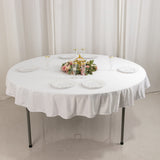 70inch White Premium Scuba Wrinkle Free Round Tablecloth, Seamless Scuba Polyester Tablecloth