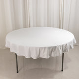 70inch White Premium Scuba Wrinkle Free Round Tablecloth, Seamless Scuba Polyester Tablecloth