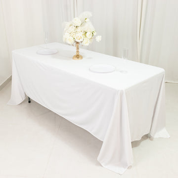 Scuba Rectangular 72"x120" Tablecloth White - Wrinkle Free & Stain Resistant Table Cover