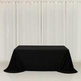 Scuba Rectangular 90x132inch Tablecloth Black with Rounded Corners – Seamless, Wrinkle Free