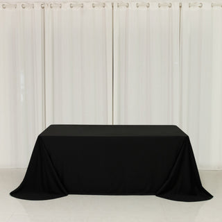 <strong>Black Scuba Polyester Tablecloth 90"x132" Rounded Corner Design</strong>