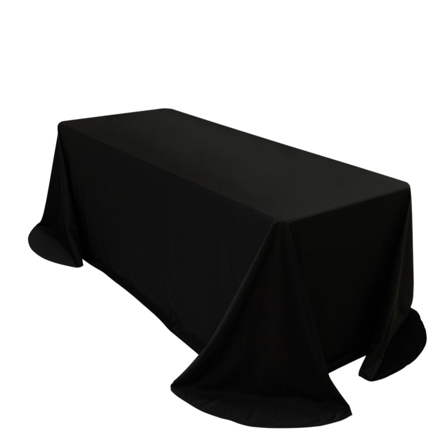 Scuba Rectangular 90x132inch Tablecloth Black with Rounded Corners – Seamless, Wrinkle Free