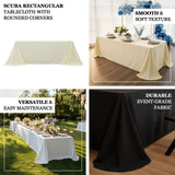 Scuba Rectangular 90x156inches Tablecloth White with Rounded Corners – Seamless, Wrinkle Free