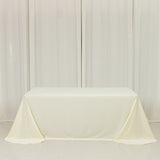 Scuba Rectangular 90x132inch Tablecloth Ivory with Rounded Corners – Seamless, Wrinkle Free