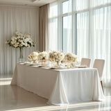 Scuba Rectangular 90x132inch Tablecloth White with Rounded Corners – Seamless, Wrinkle Free