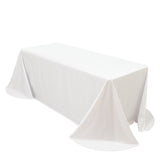 Scuba Rectangular 90x132inch Tablecloth White with Rounded Corners – Seamless, Wrinkle Free