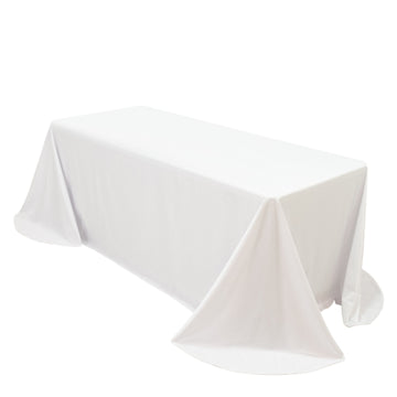 Scuba Rectangular 90"x132" Tablecloth White with Rounded Corners – Seamless, Wrinkle Free & Stain Resistant Table Cover