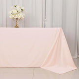 90x132inch Blush Premium Scuba Wrinkle Free Rectangular Tablecloth, Seamless Scuba Polyester