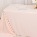 90x132inch Blush Premium Scuba Wrinkle Free Rectangular Tablecloth, Seamless Scuba Polyester
