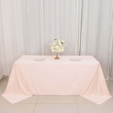 90x132inch Blush Premium Scuba Wrinkle Free Rectangular Tablecloth, Seamless Scuba Polyester