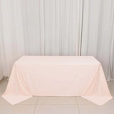 90x132inch Blush Premium Scuba Wrinkle Free Rectangular Tablecloth, Seamless Scuba Polyester