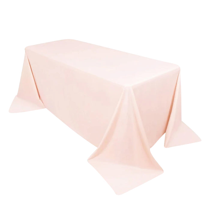 Pink rectangular tablecloth with draped edges