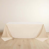 90x132inch Beige Premium Scuba Wrinkle Free Rectangular Tablecloth Seamless Polyester Tablecloth