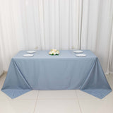 90x132inch Dusty Blue Premium Scuba Wrinkle Free Rectangular Tablecloth, Seamless Scuba Polyester